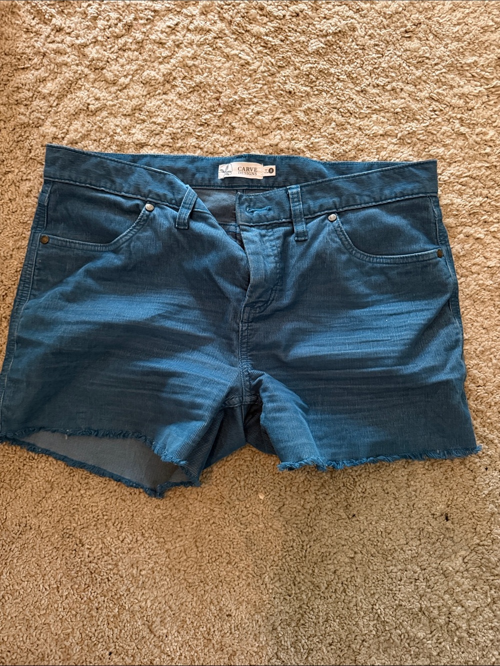 Carve Designs Teal Blue Denim Cutoff Shorts